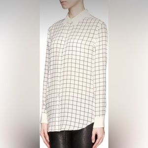 Equipment Brand XS silk blouse white and black grid print